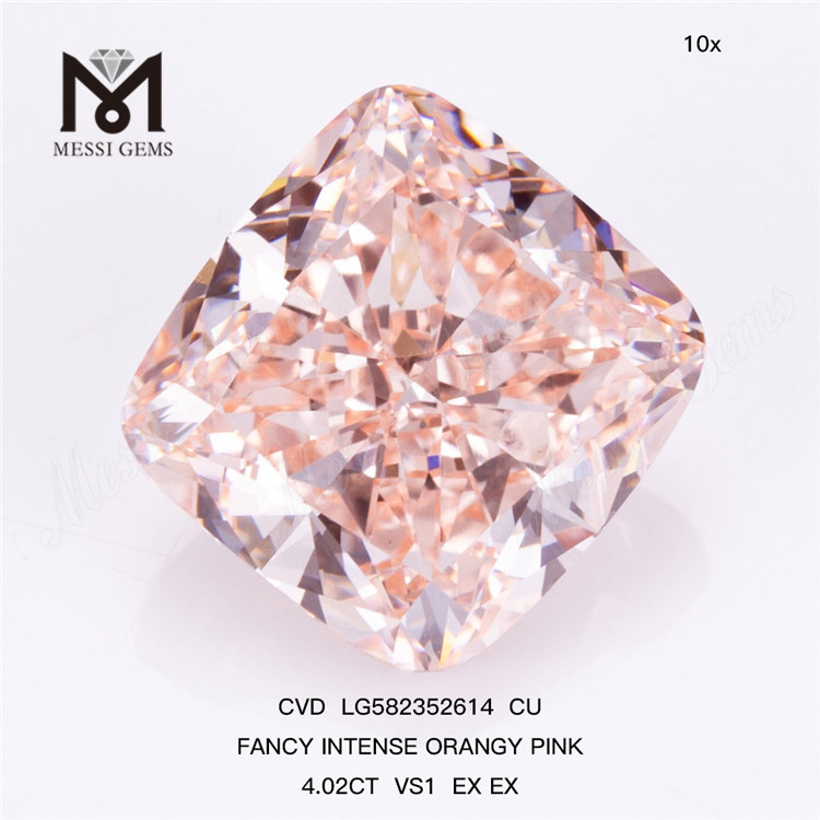 4.02CT VS1 EX EX CU FANCY INTENSE ORANGY Pink CVD Diamonds For Sale LG582352614