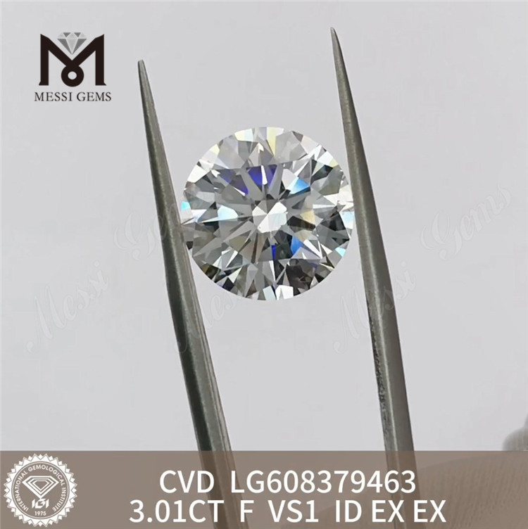 3.01CT F VS1 Round 3ct cvd lab diamond Eco gemstone丨Messigems LG608379463