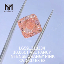 10,06 CT VS1 FANCY INTENSE ORANGY PINK CVD CU EX EX K&uuml;nstlicher rosafarbener Diamant