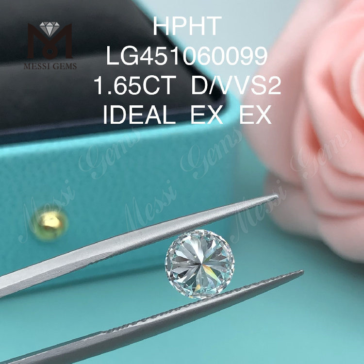 1.65 carat D VVS2 IDEAL Cut Round lab diamonds HPHT