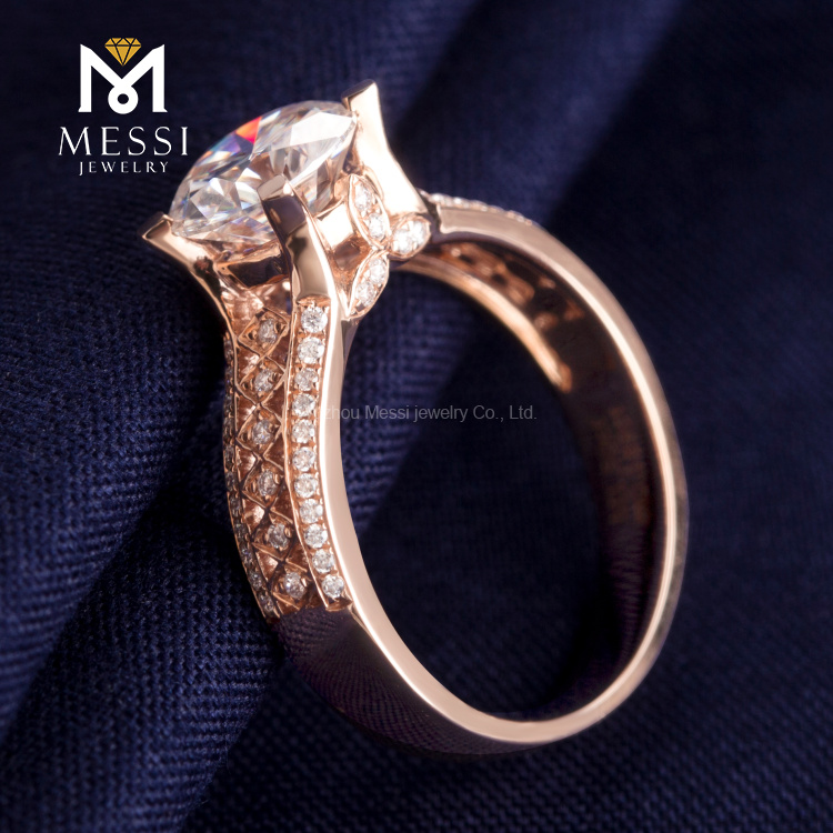 1.5 carat Rose gold wedding custom moissanite gold ring for women