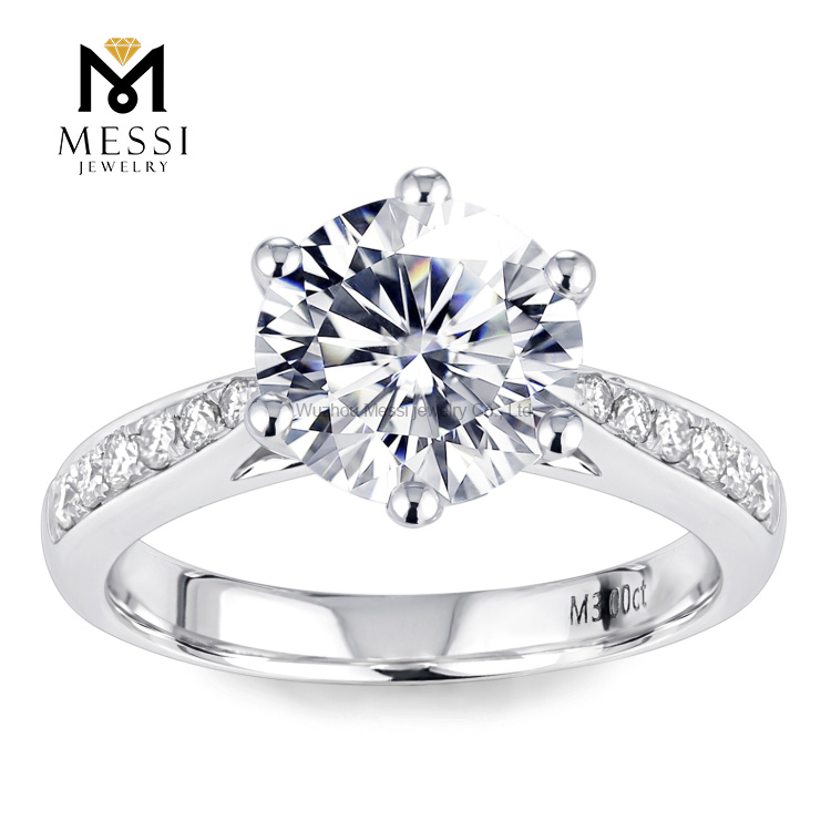 3 carat wedding white gold moissanite gold ring for women
