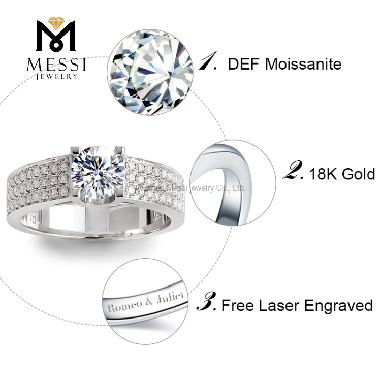 1 ct 18K gold men wedding fashion ring Moissanite ring for men