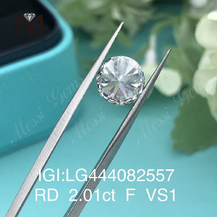 2.01 carat F VS1 EX Cut Round lab grown diamond 