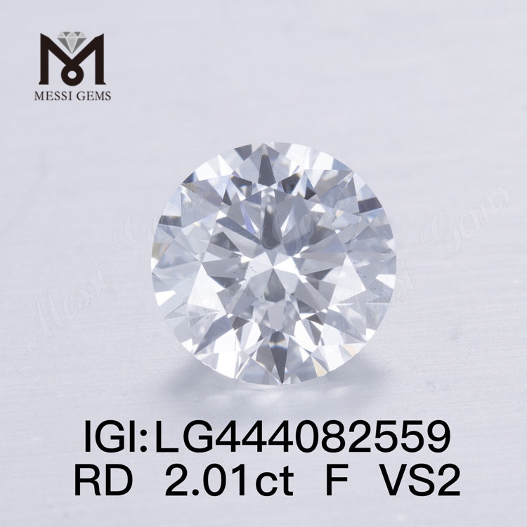 2.01 carats F VS2 EX Cut Round man made simulated diamond