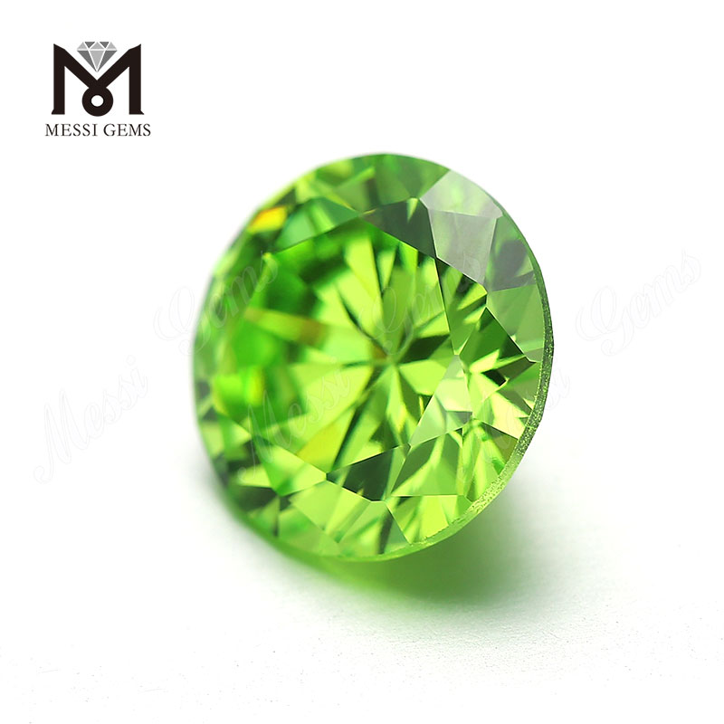  Synthetic cz stone factory 8.0mm round apple green colored cubci zirconia