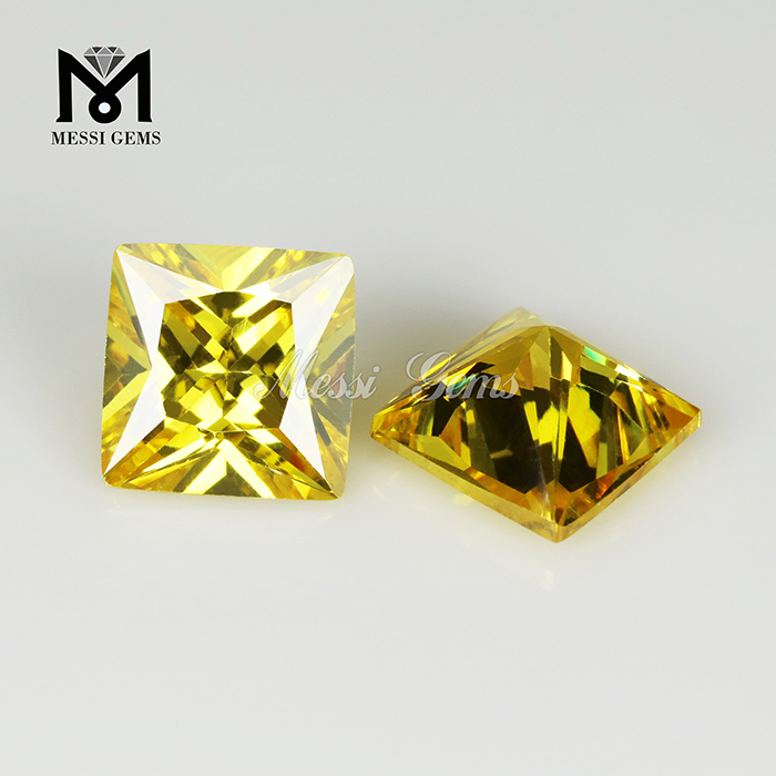Manufacturer Princess Cut Yellow Cubic Zirconia Synthetic Stones Square 