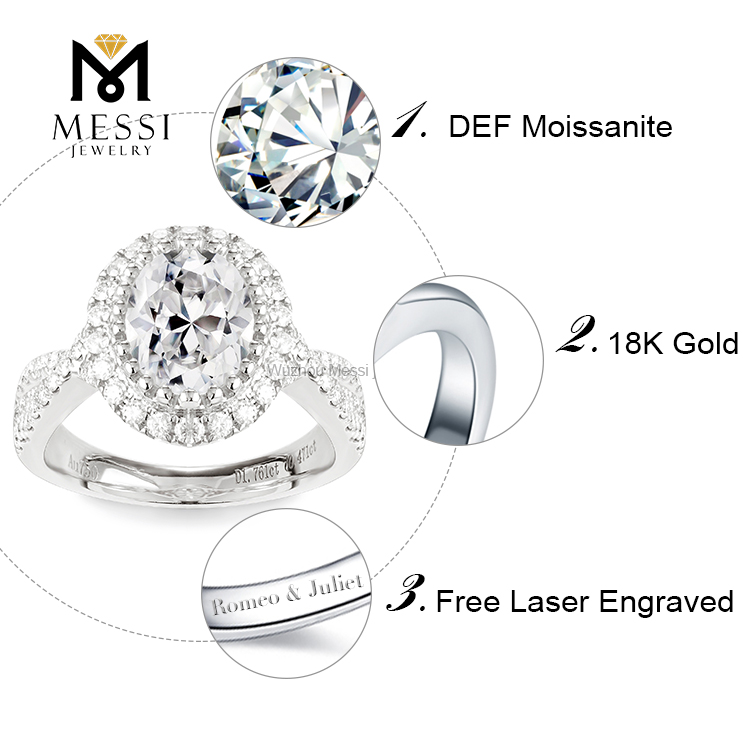 1.8 carat 14k/18k wedding rings moissanite gold ring for girl