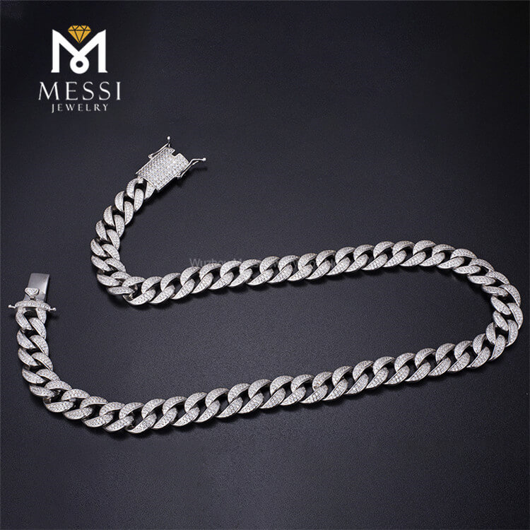 925 Silver Handmade Moissanite iced out bling Cuban Chain Link