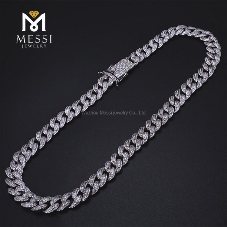 Popular Chain Design 925 Sterling Silver Hiphop Moissanite Cuban Chain Link