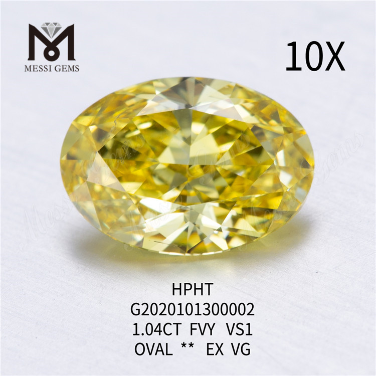 1.04ct FVY Oval cut yellow diamond lab grown VS1