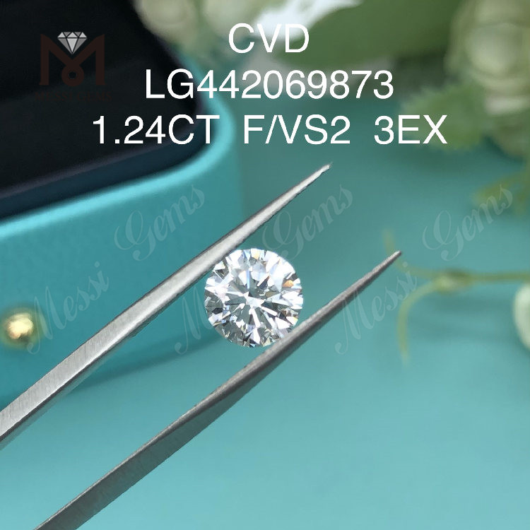 1.24 carat F VS2 EXCELLENT Round IDEAL lab made diamond