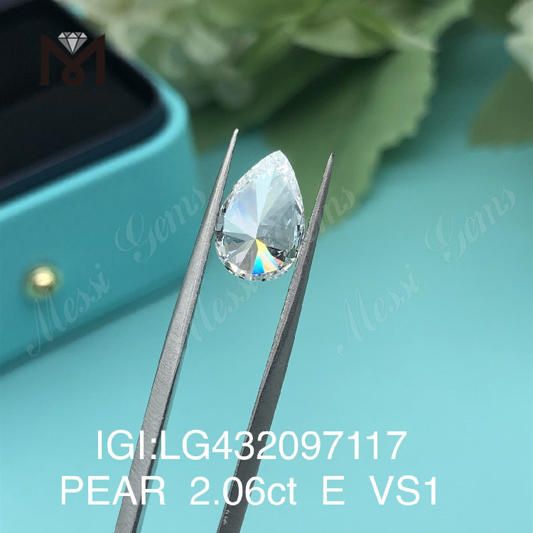 2.06 carat E/VS1 Pear lab grown diamond FAIR VG