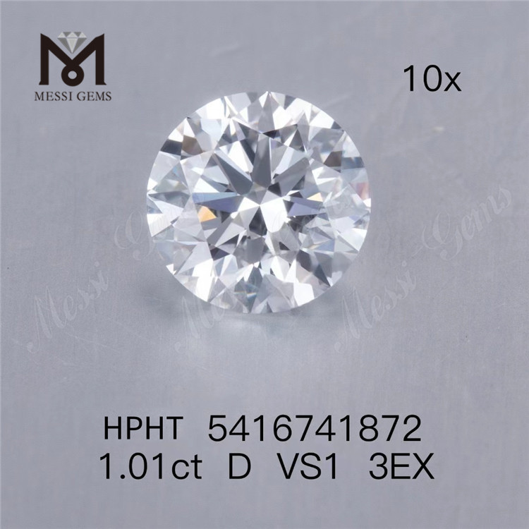 1.01ct round hpht lab diamond wholesale D VS 3EX man made diamond on sale