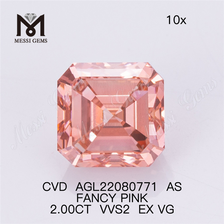 2.00CT FANCY PINK VVS2 EX VG CVD AS lab diamond AGL22080771
