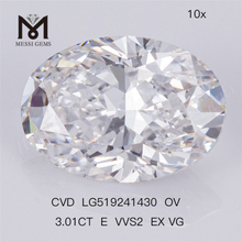 3.01ct E VVS2 EX VG OVAL CVD High Quality Man Made Diamond IGI Certificate