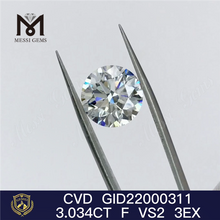  3.034CT F VS2 cvd diamond 3EX cheap loose lab diamond wholesale price