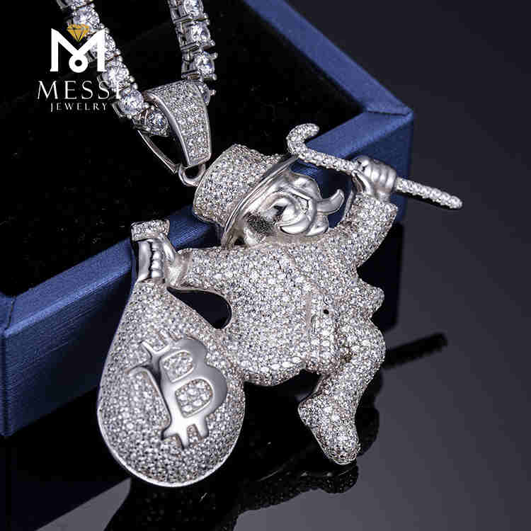 Hip hop men fashion necklace moissanite diamond iced out pendant