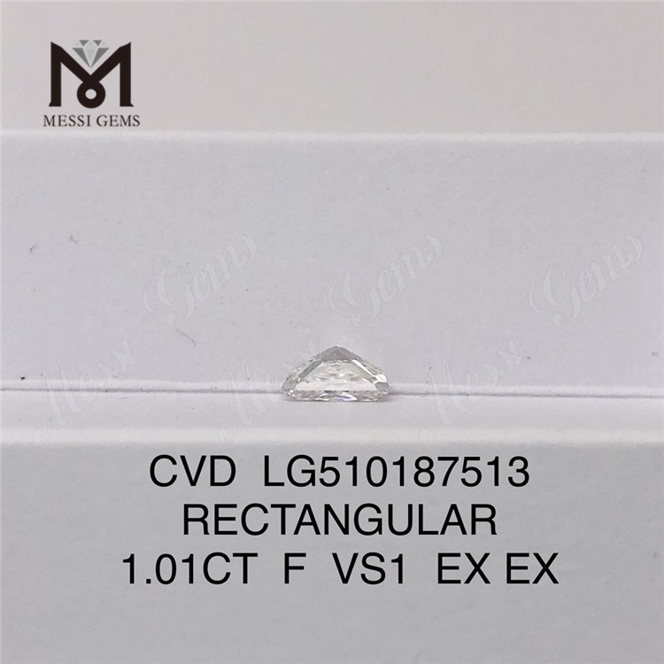 1.01CT RECTANGULAR MODIFIED BRILLIANT Cutting F VS1 EX CVD Lab Grown Diamond IGI Certificate