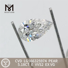 5.18CT ペアーカット シミュレイテッド ダイヤモンド E VVS2 EX VG CVD LG566325974丨Messigems 