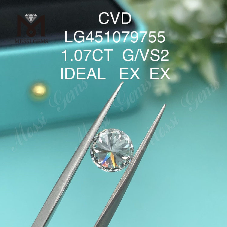1.07 carat CVD G VS2 IDEAL Round Brilliant lab made diamonds