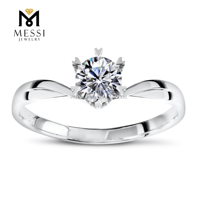 Engagement ring 1ct 14K gold 6 Prong moissanite wedding rings