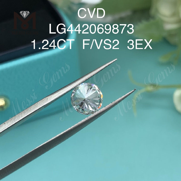 1.24 carat F VS2 Round BRILLIANT IDEAL 3EX lab made diamond