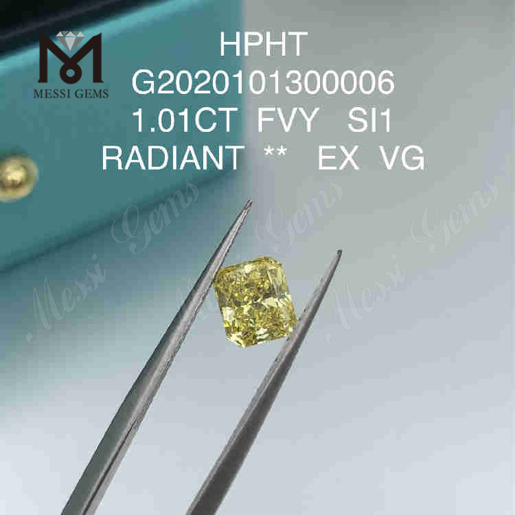 1.01ct FVY Radiant cut loose lab grown diamond VG