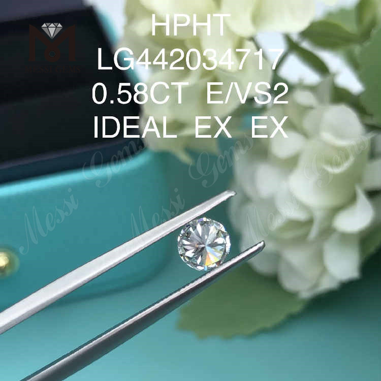 0.58CT E/VS2 round lab grown diamond IDEAL EX EX