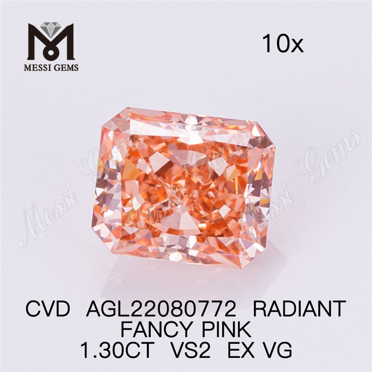 1.30CT RADIANT FANCY PINK VS2 EX VG CVD diamond 