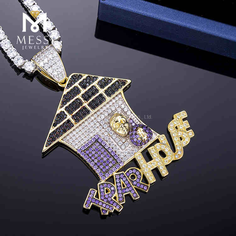 Custom 925 Silver rapper moissanite Stones Hiphop Silver Men Jewelry Pendant