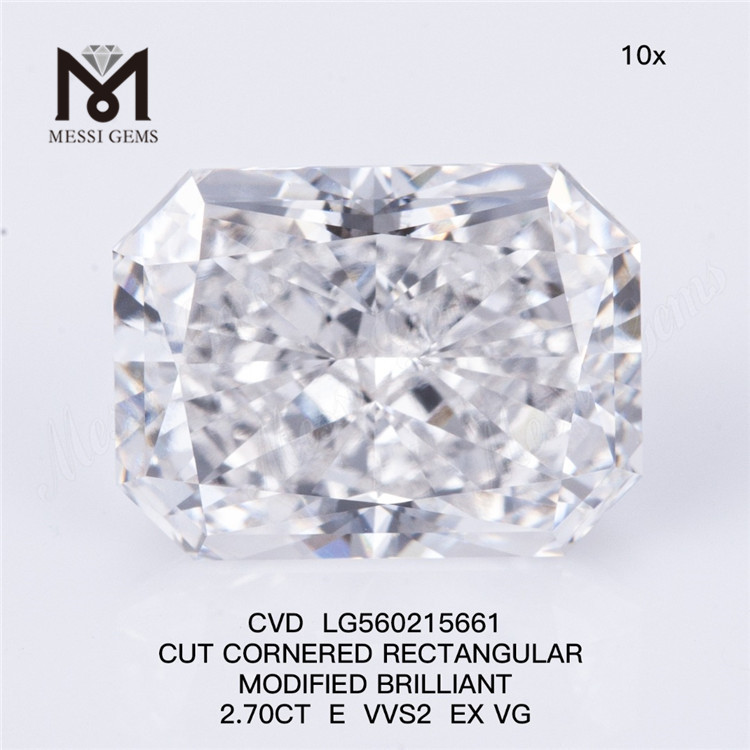 2.70CT E RECTANGULAR cut VVS2 EX VG 2 carat lab grown diamonds CVD LG560215661
