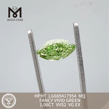 1.06CT VVS2 VG EX MQ ファンシー ビビッド グリーン HPHT 持続可能なラボ作成ダイヤモンド LG669417954