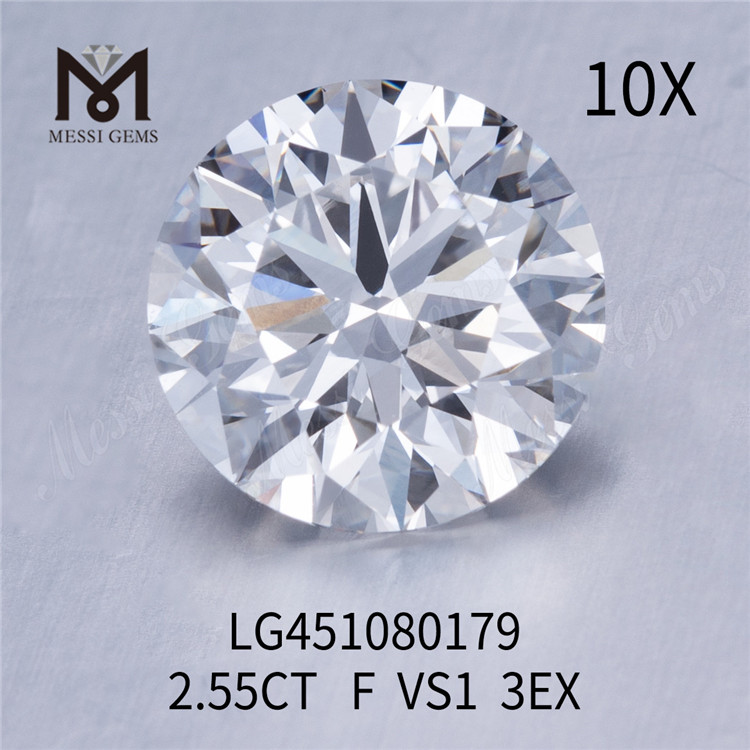 2.55 ct F VS1 3EX Cut Round best price lab grown diamonds