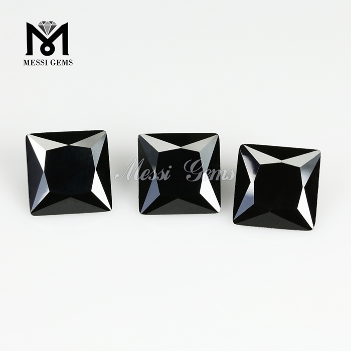 7x7 mm square cut black cubic zirconia stone 