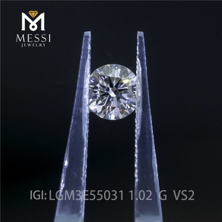 1.02ct G color round cut lab diamond VS2 synthetic diamond