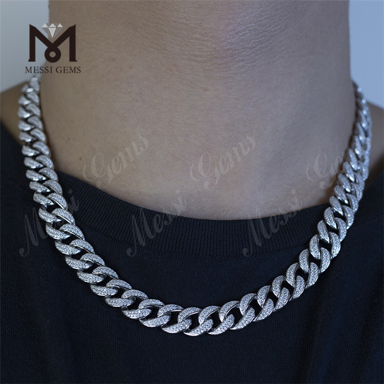 Ice Out Moissanite Cuban Necklace Wholesale Price Chain Hip Hop Jewelry 