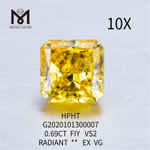 0.69ct FIY colored lab diamonds VS1 Radiant cut 