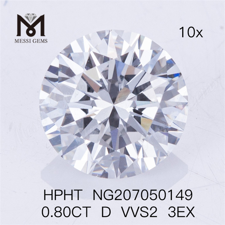 0.80CT HPHT Synthetic Diamond D VVS2 3EX Lab Diamonds 