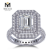 Emerald cut 3Ct Diamonds Cocktail Ring 14K 18K White Gold HPHT Lab Diamond Halo Ring