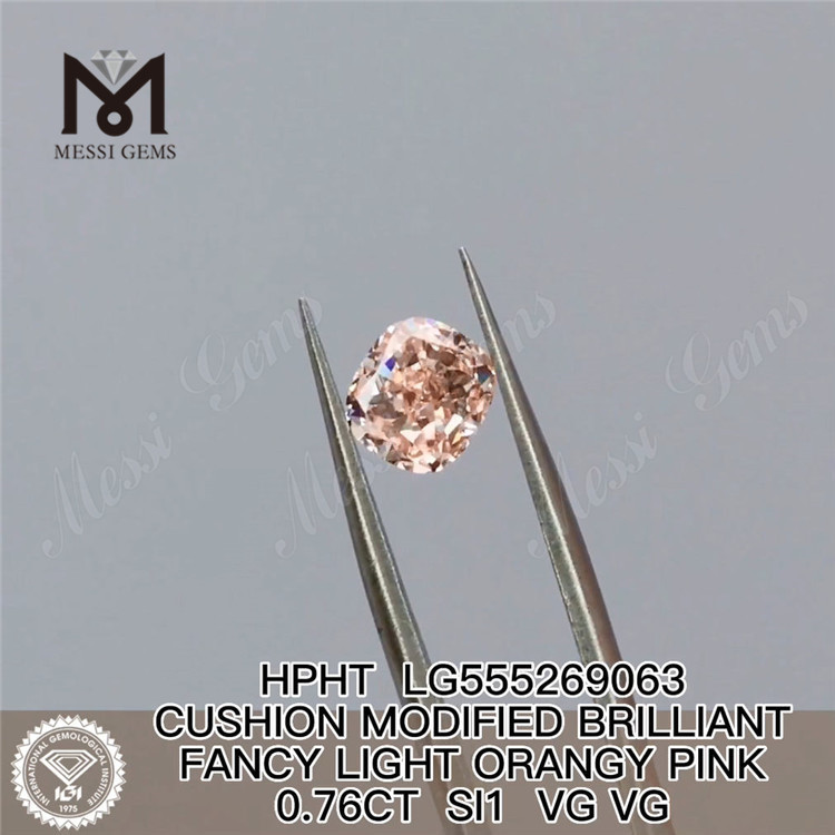 0,76CT PUDE SKIPT FANCY LYS ORANGY PINK SI1 VG VG laboratoriedyrket diamant HPHT LG555269063