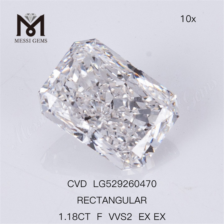 1.18CT RECTANGULAR F VVS2 EX EX CVD Lab Diamonds IGI Certificate