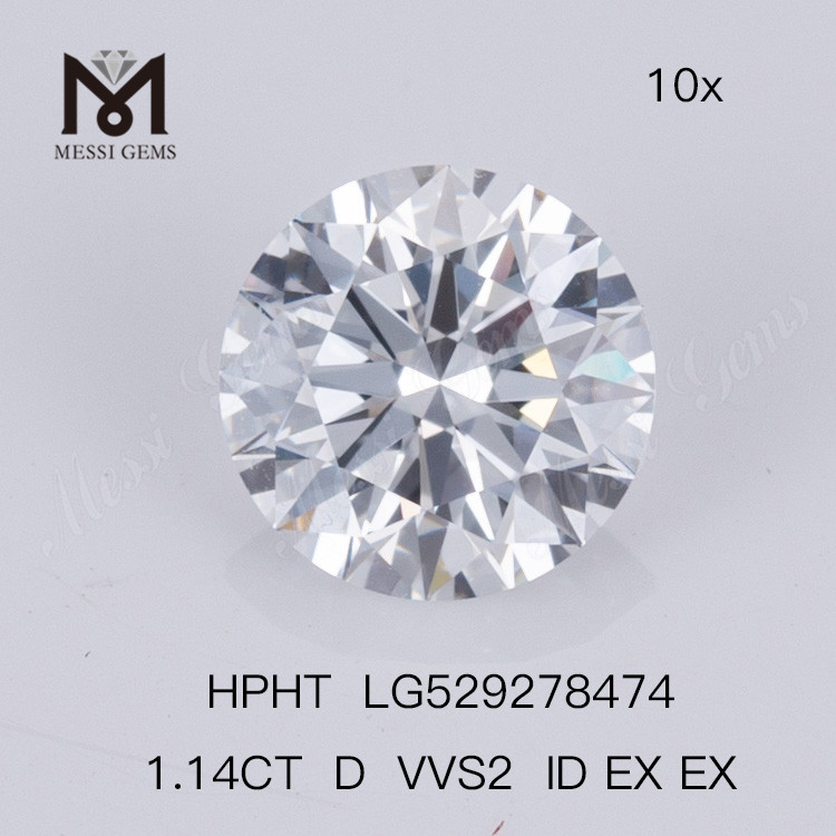 1.14ct D VVS2 ID EX EX Round best quality man made diamonds