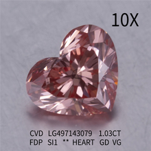 1.03CT FANCY DEEP PINK SI1 HEART GD VG lab diamond CVD LG497143079