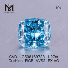 1.27ct FIG Blue Cushion Cut VVS Lab Diamonds 6.55X5.93X3.97MM