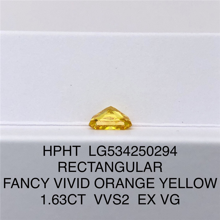 1.63ct Fancy Yellow Lab Diamond VVS2 RECTANGULAR EX Loose Synthetic Diamonds