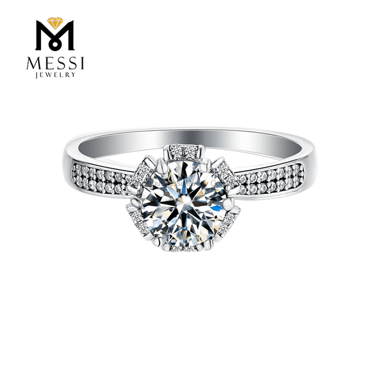 925 sterling silver moissanite stone ring with white gold plating ring for wedding engagement