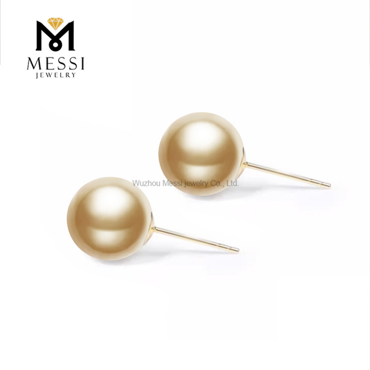 9-10mm Luksus og unikke smykker 18K Designer Golden South Seas Pearl Eareringe