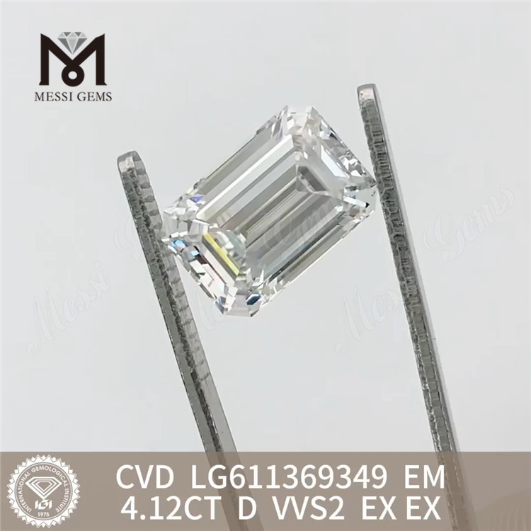 4.12CT D smaragdslebne 4ct l&oslash;st fremstillede diamanter VVS2 LG611369349丨Messigems