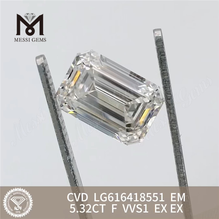 Diamants simul&eacute;s 5.32CT F VVS1 EM CVD LG616418551 丨 Messigems